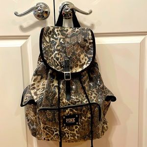 PINK Leopard Sequins Backpack